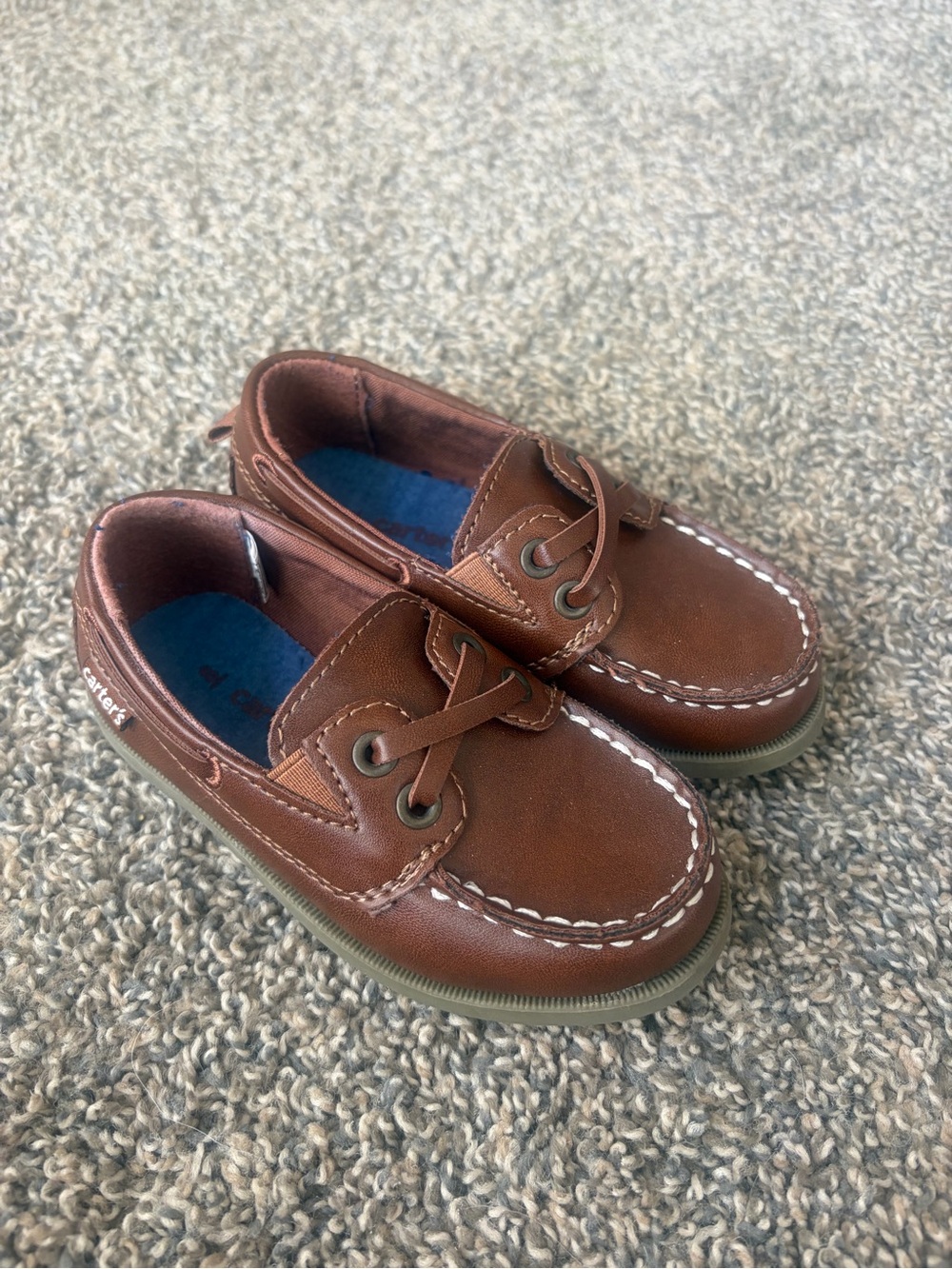 Carter's Brown Leather Moccasin Boat Shoes for Kids